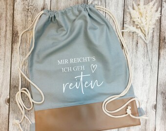 GRAVURZEILE Turnbeutel 'Mir Reicht's Ich Geh Reiten' – 33x45 Cm, 12 Liter, Kordelzug, Bedruckt Mit Spruch
