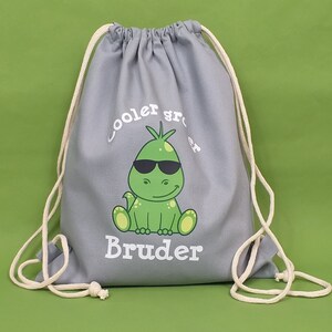 Cooler großer Bruder Kinder-Geschenk-Beutel Dino Grau