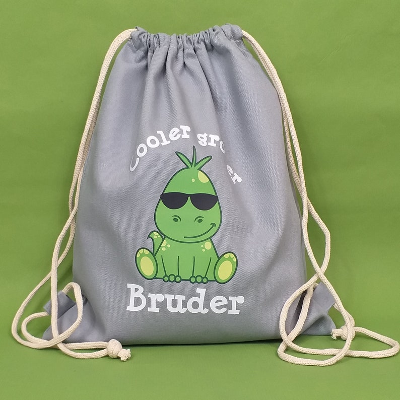 Cooler großer Bruder Kinder-Geschenk-Beutel Dino Gray