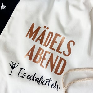 JGA Damen-Turnbeutel: Mädelsabend Es eskaliert eh Bild 3