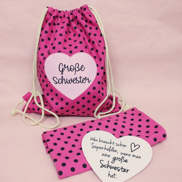 Große Schwester - Kinder-Geschenk-Set - Pink mit Pünktchen