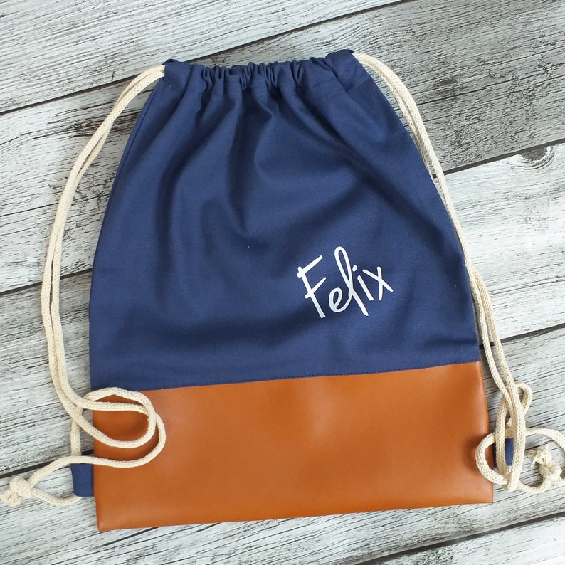 Sacs pour enfants personnalisé avec des noms cadeau pour les filles Navy / Braun