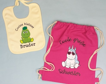 Geburt Geschenk-Set "Große Schwester & Kleiner Bruder" - Babygeschenk