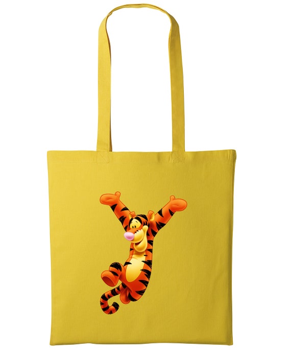 Winnie The Pooh Happy Tigger Having Fun Funny Tote Shopper Bags Shopping Travel Overnight 100% Cotton Canvas Grocery Bag 5573