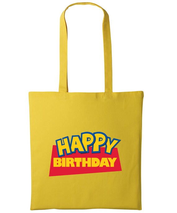 Happy Birthday White Tote Bag Gift Shopper Funny Balloons Cool Carrier Shopping 
