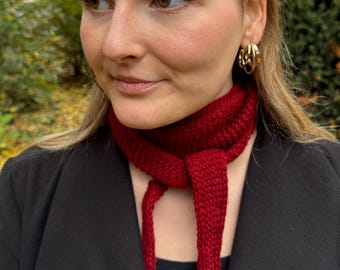 Hand-knitted mini scarf/shawl – inspired by the Sophie Scarf – red, blue, green, orange, grey-brown – modern & chic
