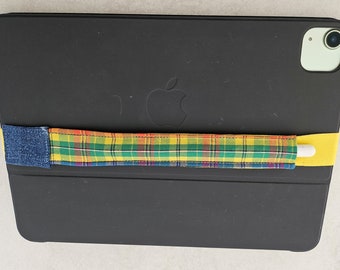 Apple Pencil Case aus Baumwollstoff mit 2,5 cm Gummiband in gelb passend für ein Tablet bis 11 Zoll