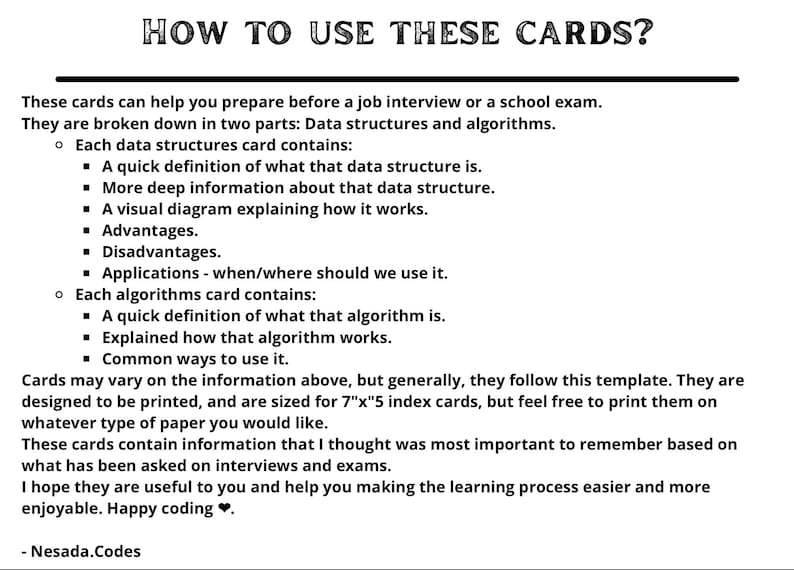Data Structures & Algorithms FLASHCARDS - Etsy