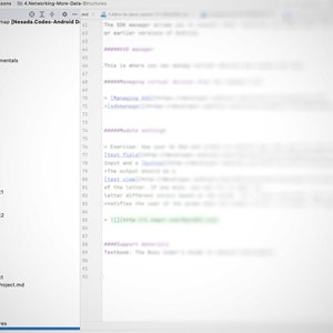 Pu&ograve; includere: Uno screenshot di uno schermo di computer che mostra codice e una struttura di directory di progetto. Il codice sembra essere relativo allo sviluppo Android, con nomi di file come "enums-while" e "arrays_vs_arraylists". L'interfaccia &egrave; di colore grigio chiaro.