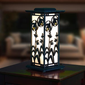 Handgefertigte Traditionelle Japanische Shoji Stil Papier Tischlaterne / Laser Geschnittene Holz LED Lampe / Handgemaltes Firefly Glow / Geschenk Lampe