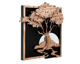 3D Wall Decoration, The elegance of Art Nouveau in 3D Wood wall art - 10.5 x 12 In, 3D Laser Cut Wood wall deco, Meaningful Gift