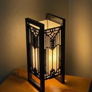 Frank Lloyd Wright Inspired Table Lantern: Geometric Art Deco Lamp