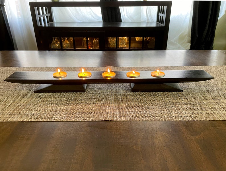 Elegant Handmade Candle Holders, Black Wood Candle Holders, Decorative