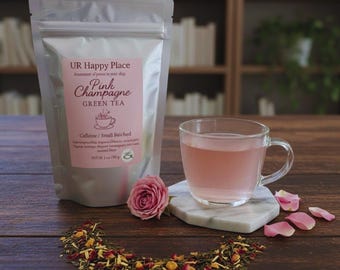 Pink Champagne Green Tea: Organic Sencha Hibiscus Herbal Blend