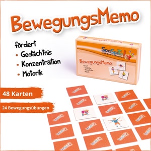 Memo game including 24 movement tasks | for children aged 4 and over | Children's toys promote concentration, memory and motor skills