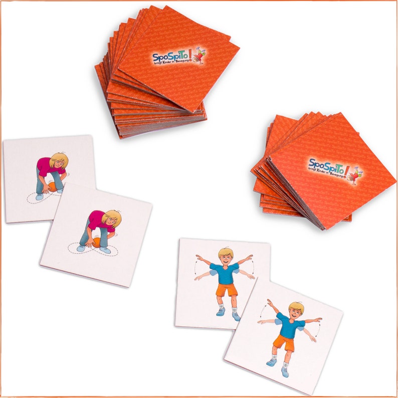 Memo Spiel inkl. 24 Bewegungsaufgaben für Kinder ab 4 Jahren Kinderspielzeug fördert Konzentration, Gedächtnis & Motorik Bild 4