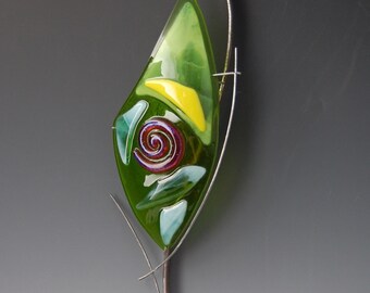 Celebration-Steel and Glass Wall Sculpture-Original Art-One of a Kind