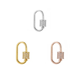 925 Sterling Silber Micro Pave Zirkonia Oval Schraube Karabiner Verschluss Charms Verschlüsse Snap Clips Haken Verschluss für DIY Armband Schmuck Herstellung