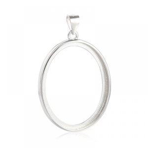 Base para colgante de plata de ley 925 en blanco, apta para cabujón ovalado de 16 x 20/18 x 23/21 x 27 mm, collar hecho a mano, joyería artesanal