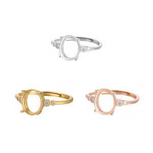 925 Sterling Silver 5x7/6X8/7x9/10x12mm Adjustable Blank Ring Base Oval Gemstone Ring Cabochon Setting DIY Jewelry Making Gift For Women