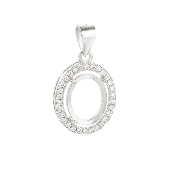 925 Sterling Silver Blank Pendant Cabochon Setting Tray Women Jewelry Handmade Necklace Pendant fit 8X10/10X12/12X16/13X18mm Oval Stone