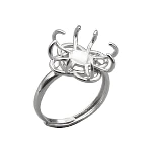8 Claw Prong Ring Settings 925 Sterling Silver Adjustable Ring Blank Bases for Irregular Gemstones Jewelry Making DIY Crafts Supplies