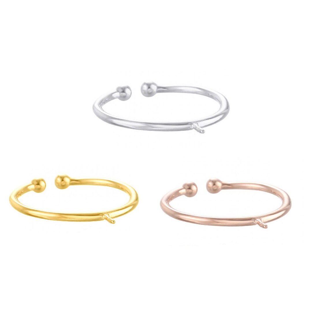 S925 Sterling Silver Adjustable Ring Base Blank With Pin for Half ...