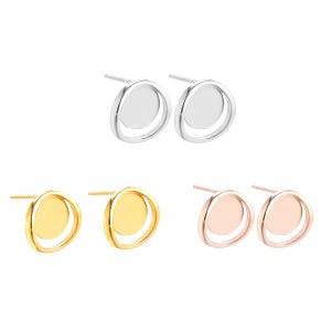 925 Sterling Silver Stud Post Earring Setting Earring Base Blank fit 8mm Round Cabochon Mounting Earring Findings Pad Base for DIY Jewelry