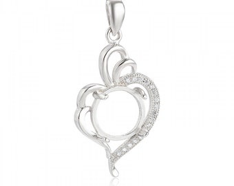Fäste för hänge i 925 sterling silver, passar 10 x 10 mm runda ädelstenar, gör-det-själv-resin, för att tillverka halsband, hängen, bas