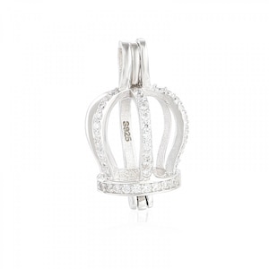 925 Sterling Silvar Charm Pendant for 4-9mm Pearls and Gemstones Pendant Mounting for DIY Necklace Jewelry Making (Platina Color)