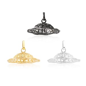 Pendentif chapeau de paille en argent sterling S925 blanc avec épingle pour semi-perçage 10-15 mm sertie de perles rondes collier fait main fabrication de bijoux