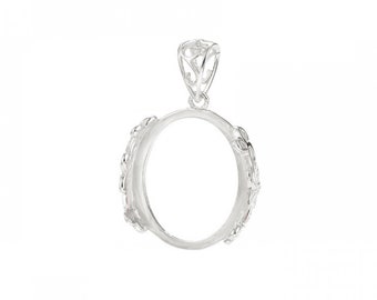 Montura para colgante de plata de ley 925 para cabujón de gema ovalada de 12x14/13x16/16x20 mm. Montura vintage para colgante, ideal para la creación de joyas DIY.