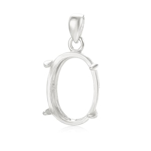 Solid 925 Sterling Silver Pendant Charm Tray Cameo Base Settings for 7x9/8x10/10/14/x12x16/13X18mm Oval Cabochon DIY Pendant Necklace Making