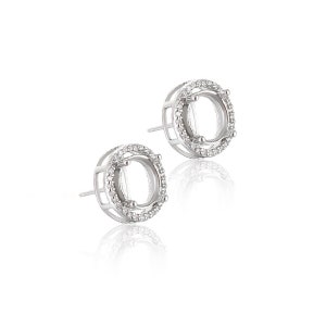 925 Sterling Silver CZ Stud Post Earring Base Blank fit 3/4/5/6/8mm Round Setting Claw Earring Component Making Handmade Jewelry Craft