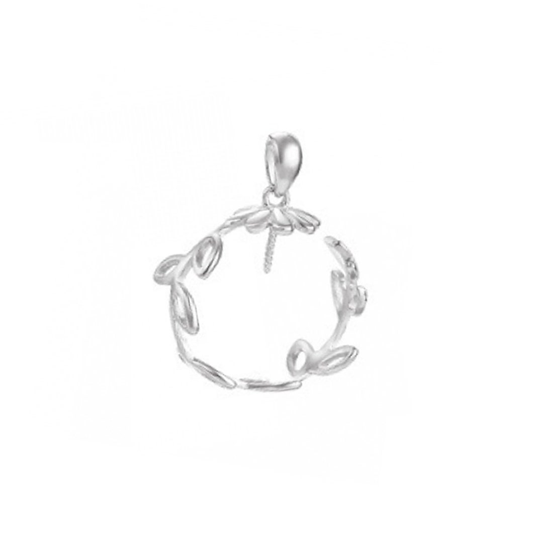 925 Sterling Silver Leaf Pearl Mount Pendant Setting for 1620mm Half