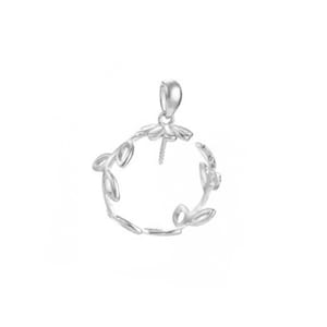 925 Sterling Silver Leaf Pearl Mount Pendant Setting for 16-20mm Half Drilled Round Pearl or Bead DIY Jewelry Drop Bail for Necklace Making