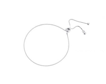 925 Sterling Silver 24cm Slide Bracelets Adjustable Chains Bracelet with Rubber Beads for Jewelry Making Accessories DIY Gift for Women