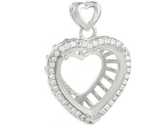 Heart Bezel Pendant Settings for 15X15mm Cabochon Solid 925 Sterling Silver Charm Bezel Tray DIY Supplies for Jewelry Findings Making