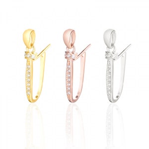 925 Sterling Silver Inlaid Zircon Necklace Pendant Buckle Pendant Clip Buckle Jade Honey Wax Button Jewelry Making