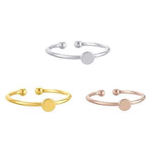 925 Sterling Silver Adjustable Ring Base Blank Finger Ring Settings Components with 4mm Flat Glue On Pad Perfect for Jewelry Ring Making