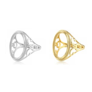 925 Sterling Silver Ring Base Blank Ring Finding for 14X19mm Oval Gemstone Mounting Setting DIY Jewelry Gift for Girl