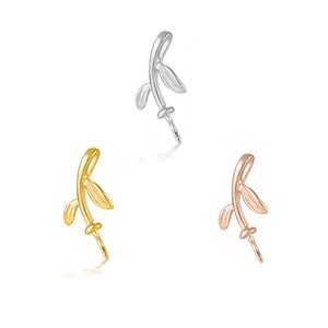 925 Sterling Silver Leaf Pendant Bail Connector Eye Pin Bail Peg Pendants for 14-16mm Round Half Drilled Pearls Jewelry Making