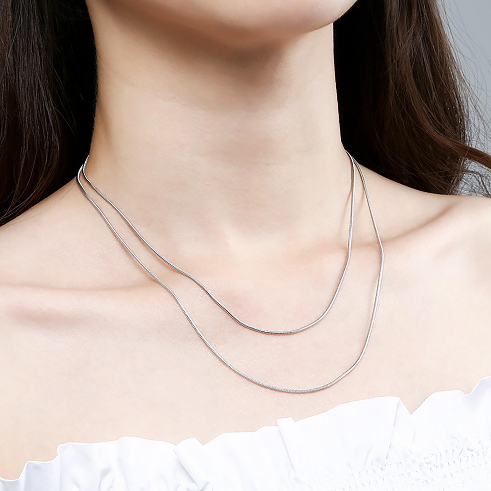 925スターリングシルバースネークチェーンネックレス、スプリング 