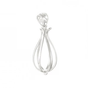 925 Sterling Silver Teardrop Cage Charm Pendant for Pearls and Gemstones Pendant Mounting for DIY Necklace Bracelet Jewelry Making