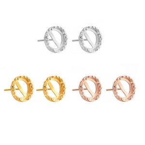 925 Sterling Silber Krone Runde Ohrstecker Rohling Bezel Cup Post Ohrring Basis Ohrhaken Cabochon Einstellung Handgemachter Schmuck Geschenk für Frauen