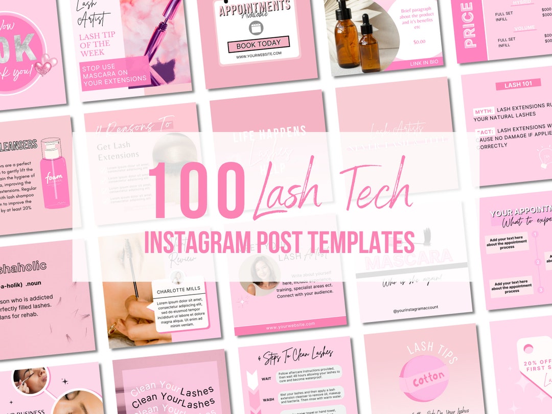 Instagram Posts for Lash Technicians Editable Eyecatching Social Media Posts for Eyelash Techs