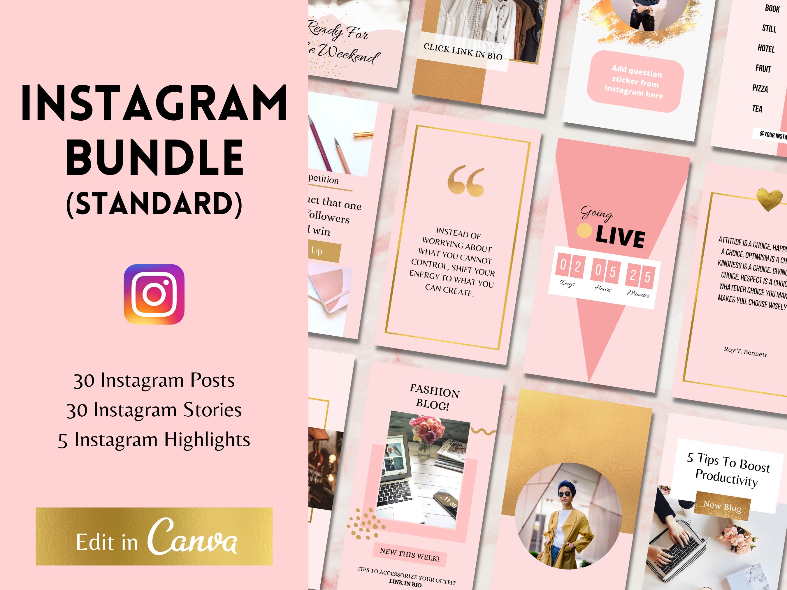 60 Business Instagram Templates Canva Instagram Branding | Etsy