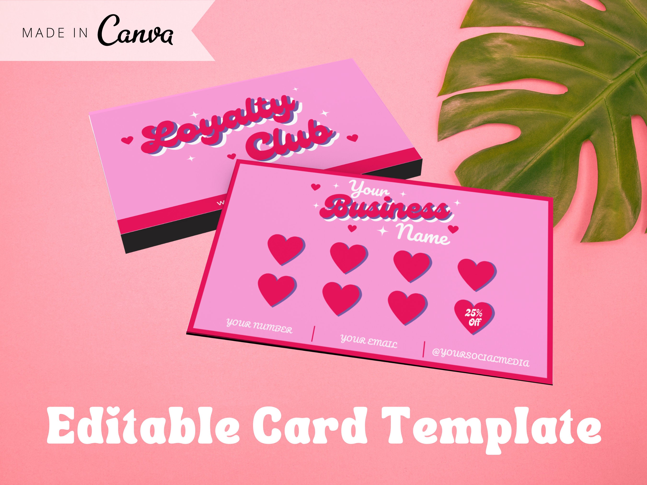 Retro Loyalty Card for Lashes, Loyalty Card for Waxing, Bubble