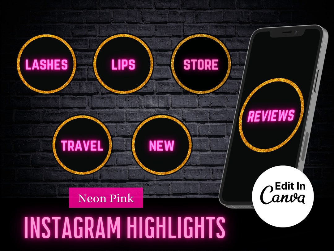 DIY Gold Glitter Instagram Highlight Cover Template Editable Etsy