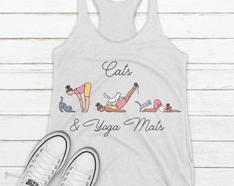 Tank Top Perfect gift for cat lovers Cats /& Yoga Mats Coffee clothing Coffe Barista gift Fitness tanks Yoga Tank Top Yoga clothing